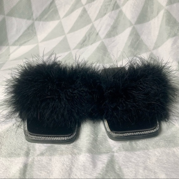 JEFFREY CAMPBELL Crossband Slide Sandal Flats Genuine Turkey Feathers crushonu2 - Picture 3 of 11